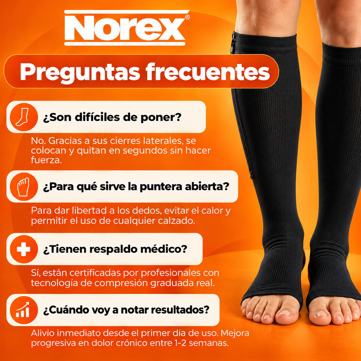 Medias de compresión 3:4 (Con cierres) NOREX